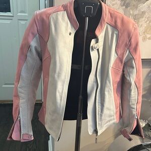 Woman, pink motorcycle, genuine, leather jacket CORTECH
